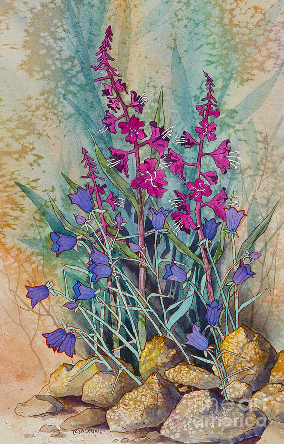 Fireweed and Bluebells Painting by Teresa Ascone