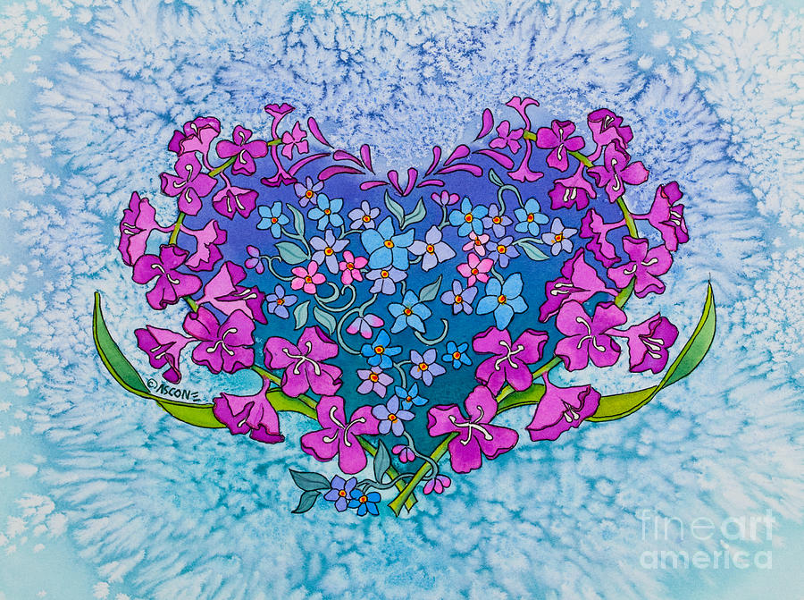Fireweed Heart Painting by Teresa Ascone