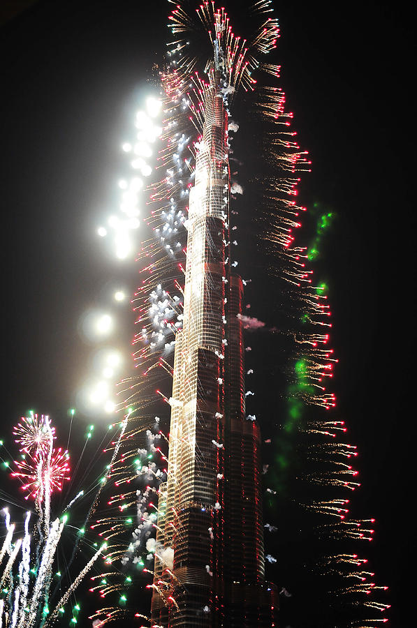 Burj Khalifa Fireworks 2 Photograph by Dragan Kudjerski