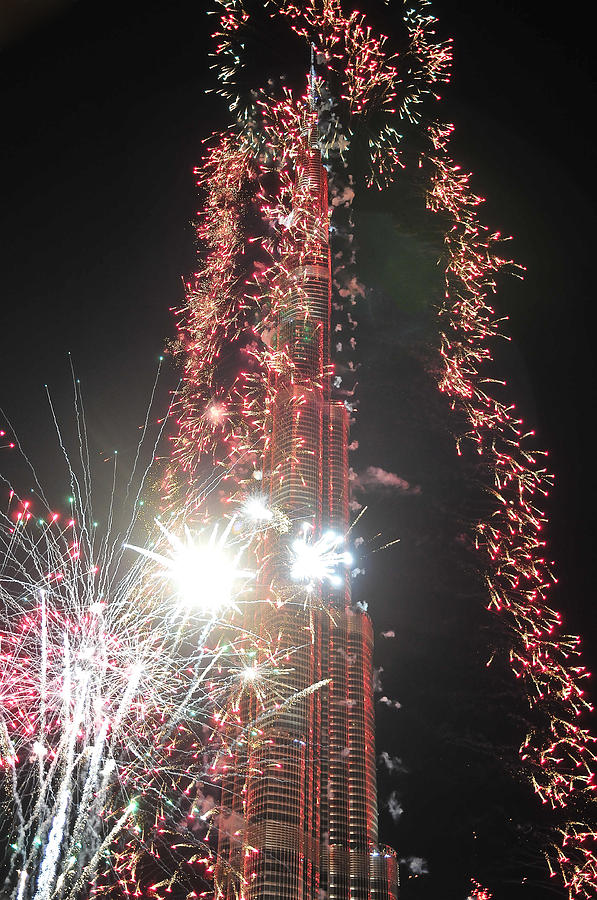 Burj Khalifa Fireworks 3 Photograph by Dragan Kudjerski