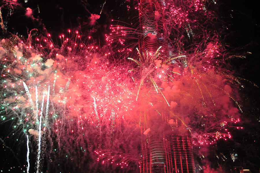 Burj Khalifa Fireworks 5 Photograph by Dragan Kudjerski
