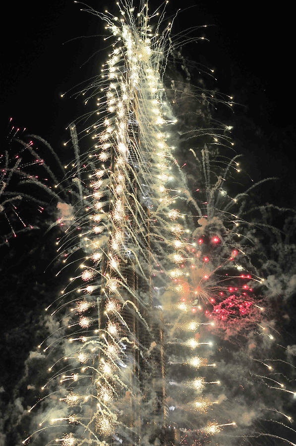 Burj Khalifa Fireworks 7 Photograph by Dragan Kudjerski