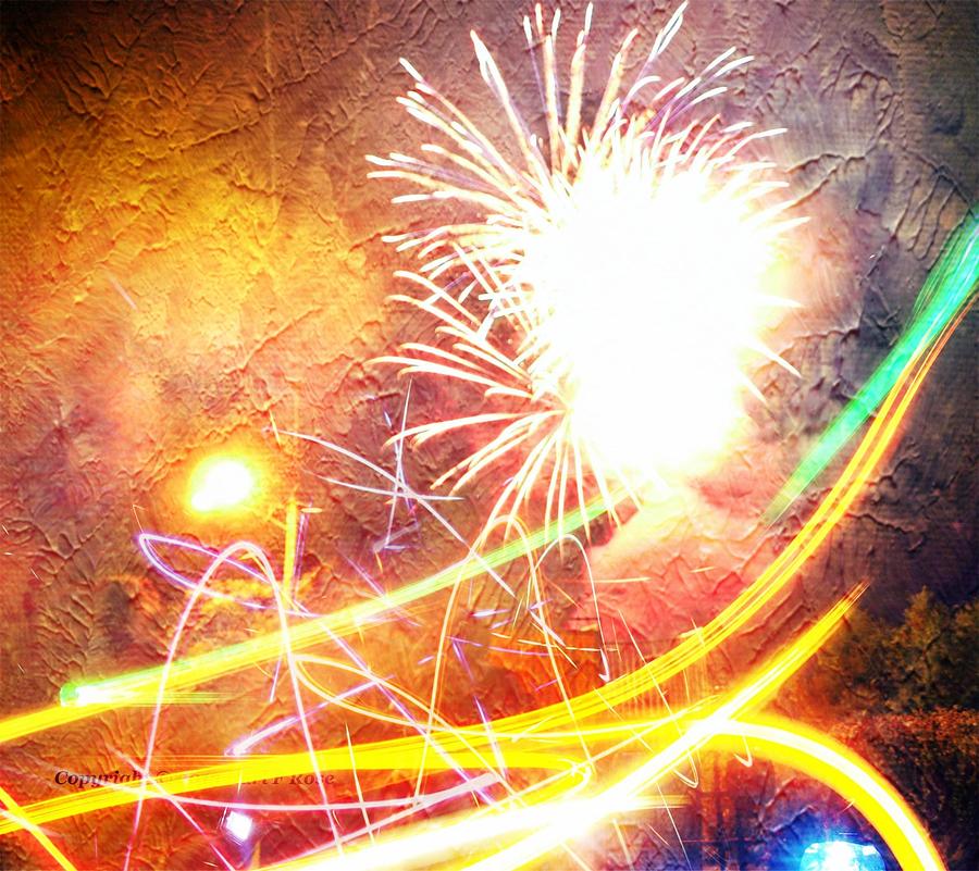 Holiday Photograph - Fireworks as a painting by Karl Rose