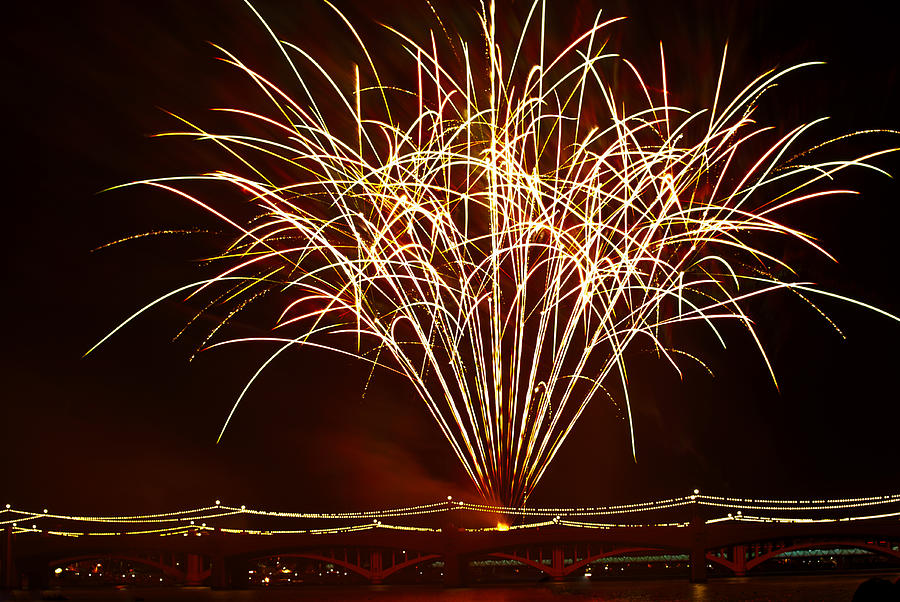 Independence Day Photograph - Fireworks at Tempe Town Lake  by Saija Lehtonen