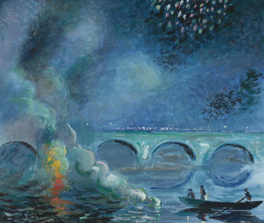 Fireworks Bridge at Vernon.France Painting by Theodore Earl Butler Fireworks Bridge at Vernon.France Painting by Theodore Earl Butler