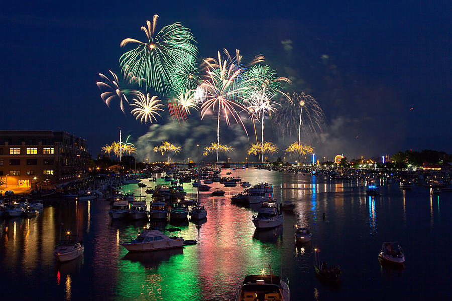 Fireworks Celebration in Bay City Michigan Photograph by Craig Sterken