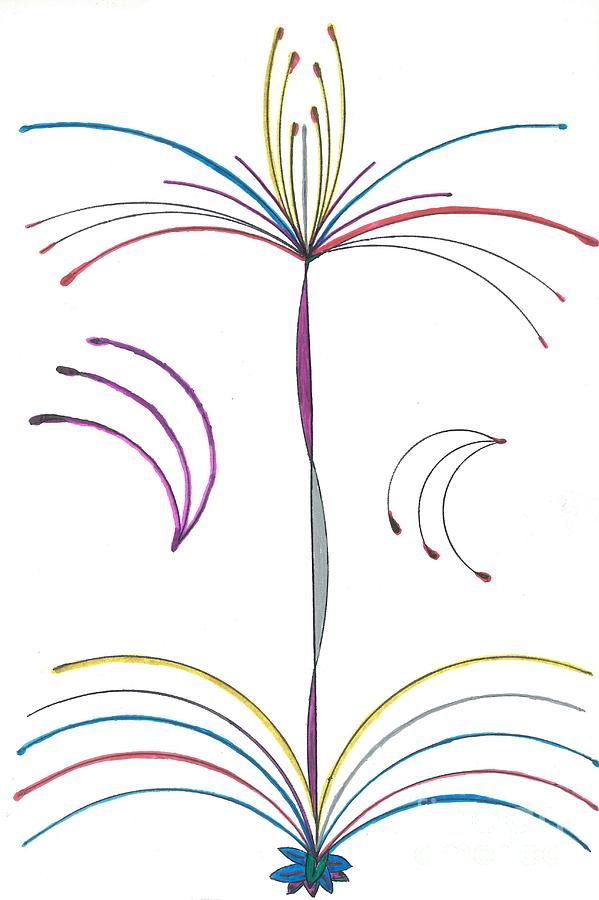 Abstract Drawing - Fireworks Fountain by Luke Nelson