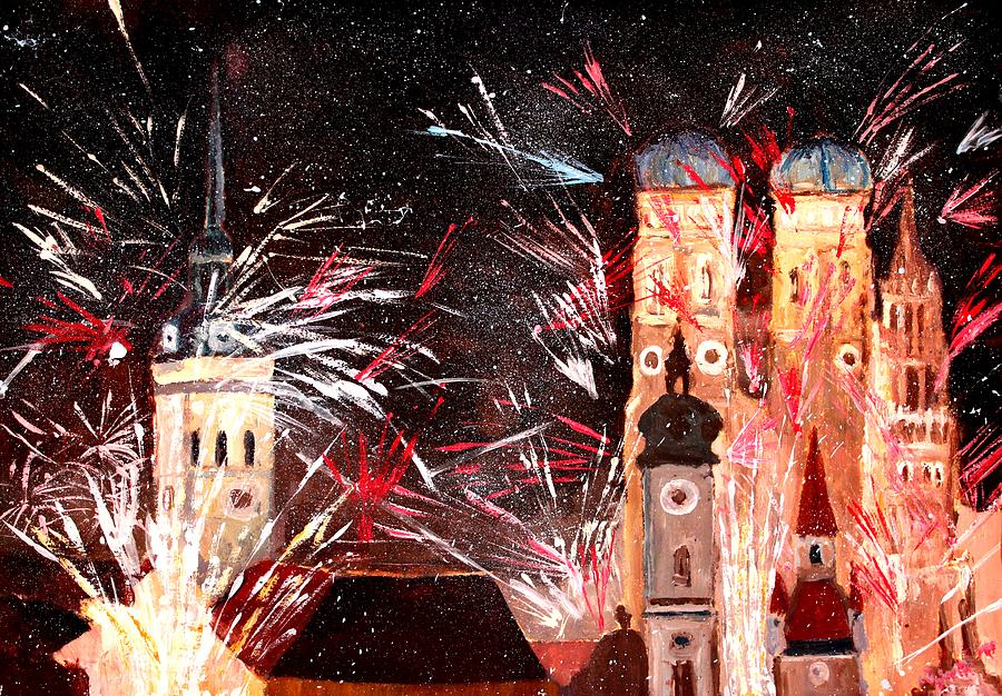 Munich Movie Painting - Fireworks in Munich by M Bleichner