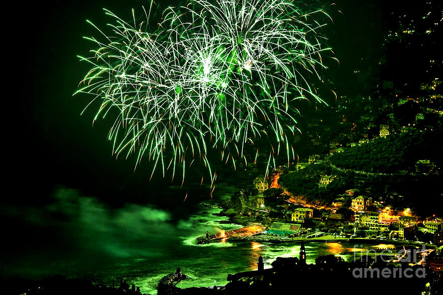 Fireworks in Recco Photograph by Antonio Scarpi