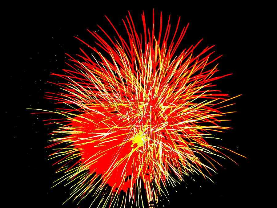 Fireworks in Red and Yellow Photograph by Michael Porchik