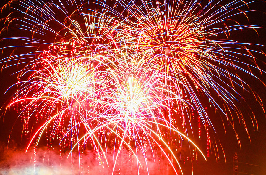 Fireworks in Red White and Blue Photograph by Robert Hebert