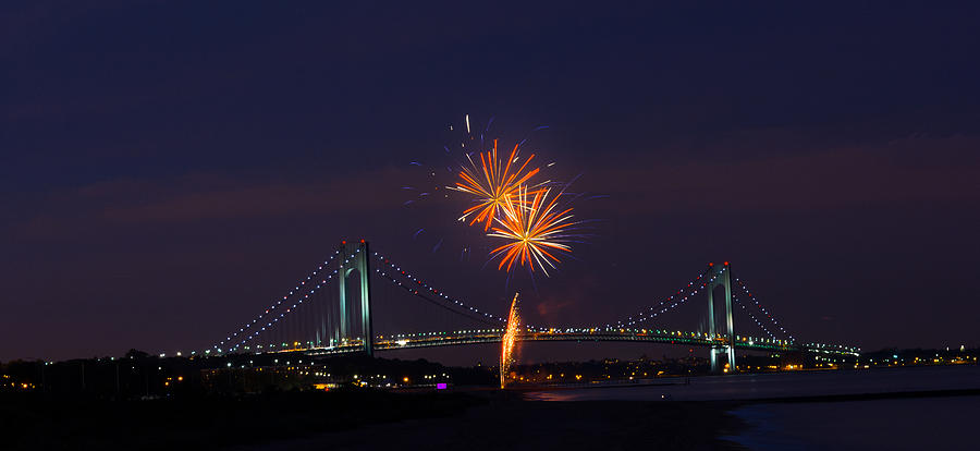 Fireworks on Staten Island South Beach Photograph by Kenneth Cole