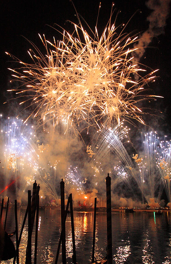 World Showcase Photograph - Fireworks on the Lagoon by David Lamb