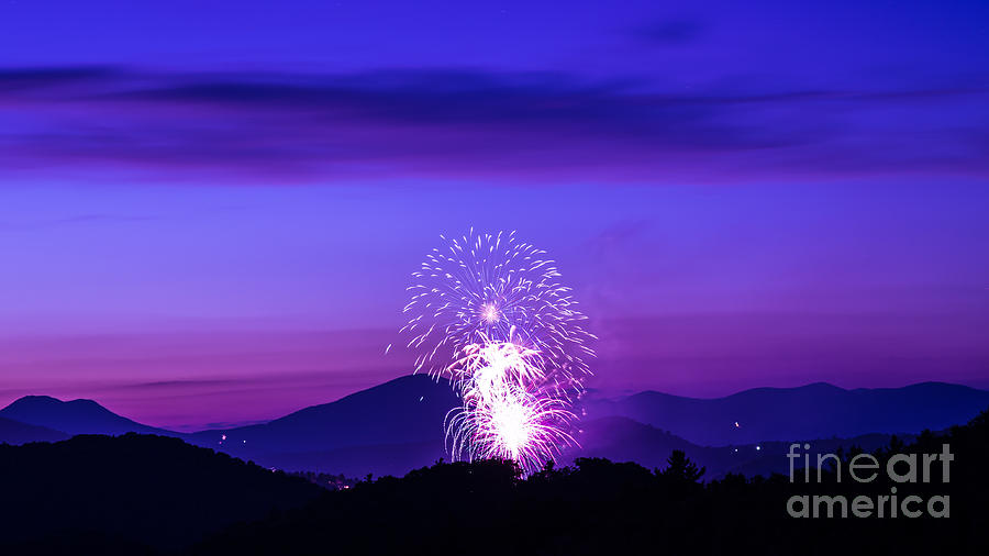 FireWorks on The Mountain Photograph by Robert Loe