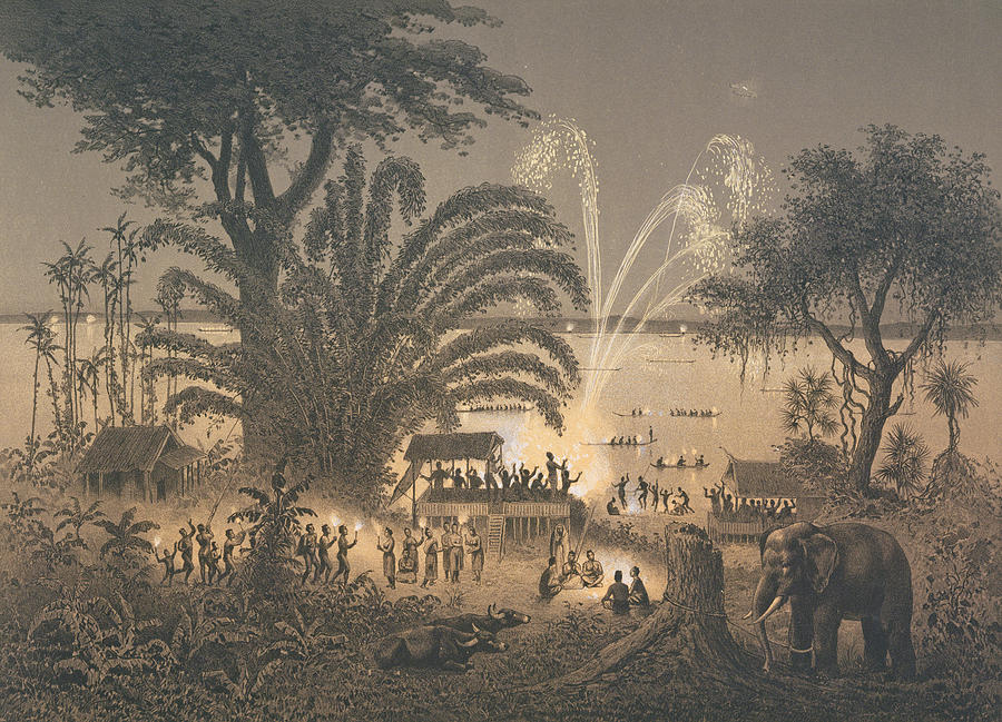 Buffalo Drawing - Fireworks On The River At Celebrations by Louis Delaporte