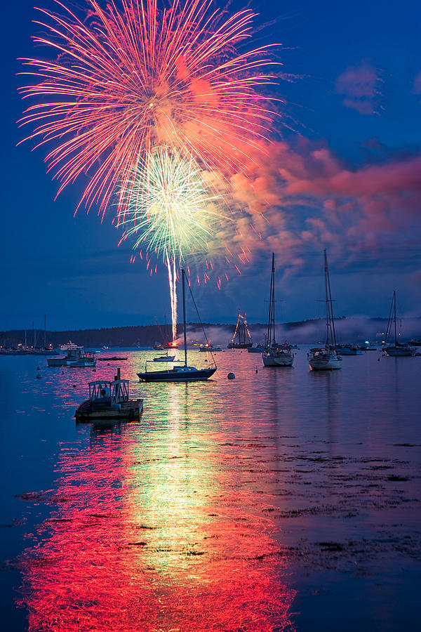 Fireworks Over Boothbay Harbor Photograph by Darylann Leonard Photography