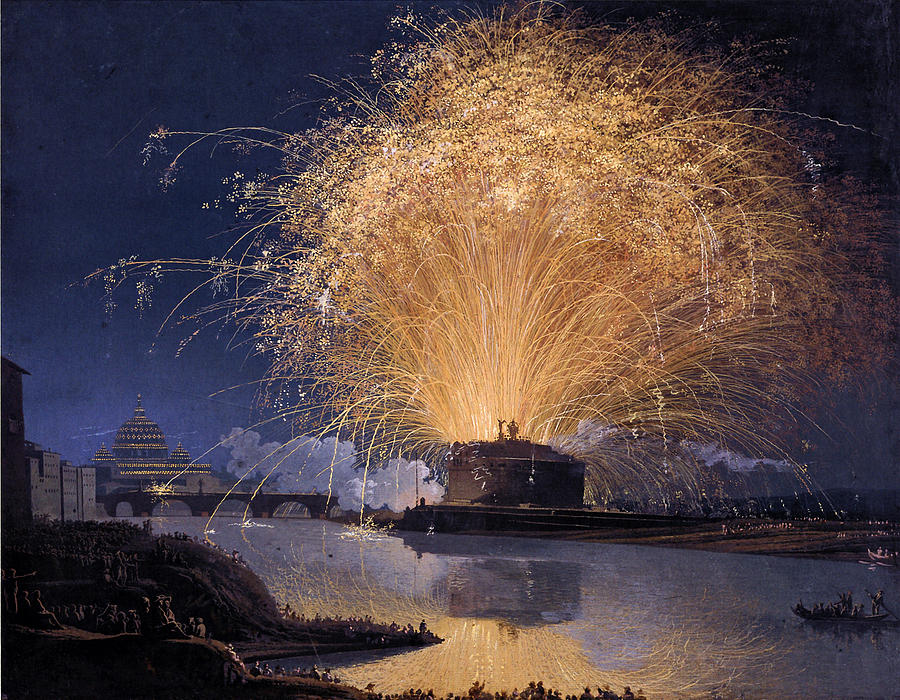 Fireworks over Castel SantAngelo in Rome Painting by Jacob Philipp Hackert
