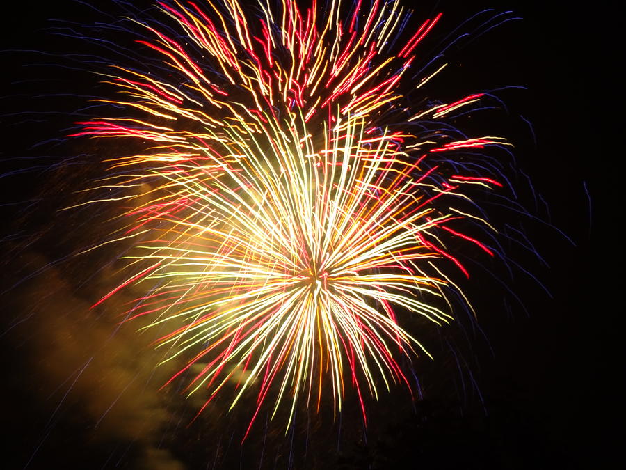 Fireworks over Chesterbrook Photograph by Michael Porchik