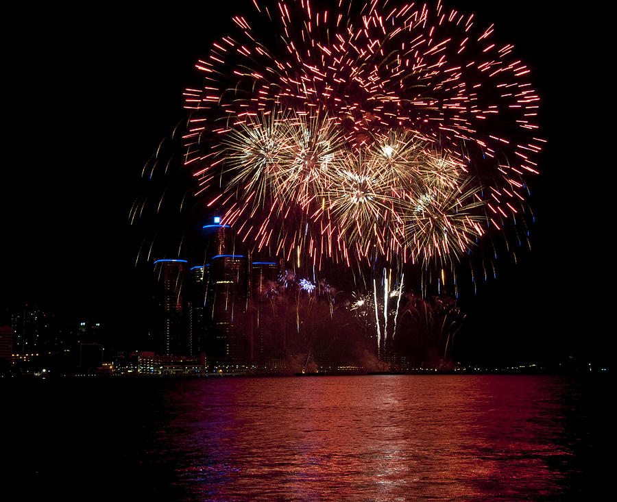 Fireworks Over Detroit River 17 Photograph