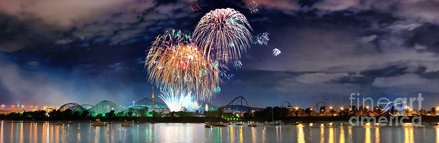 Fireworks over Montreal Photograph by Laurent Lucuix
