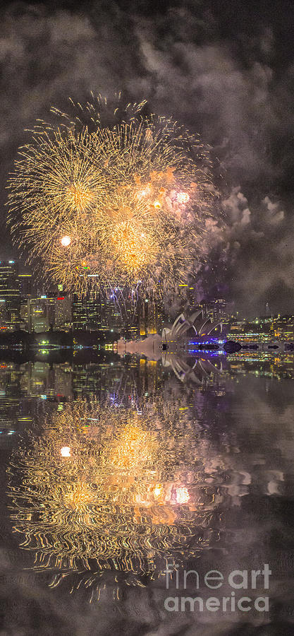 Abstract Photograph - Fireworks over Sydney Opera House by Sheila Smart Fine Art Photography