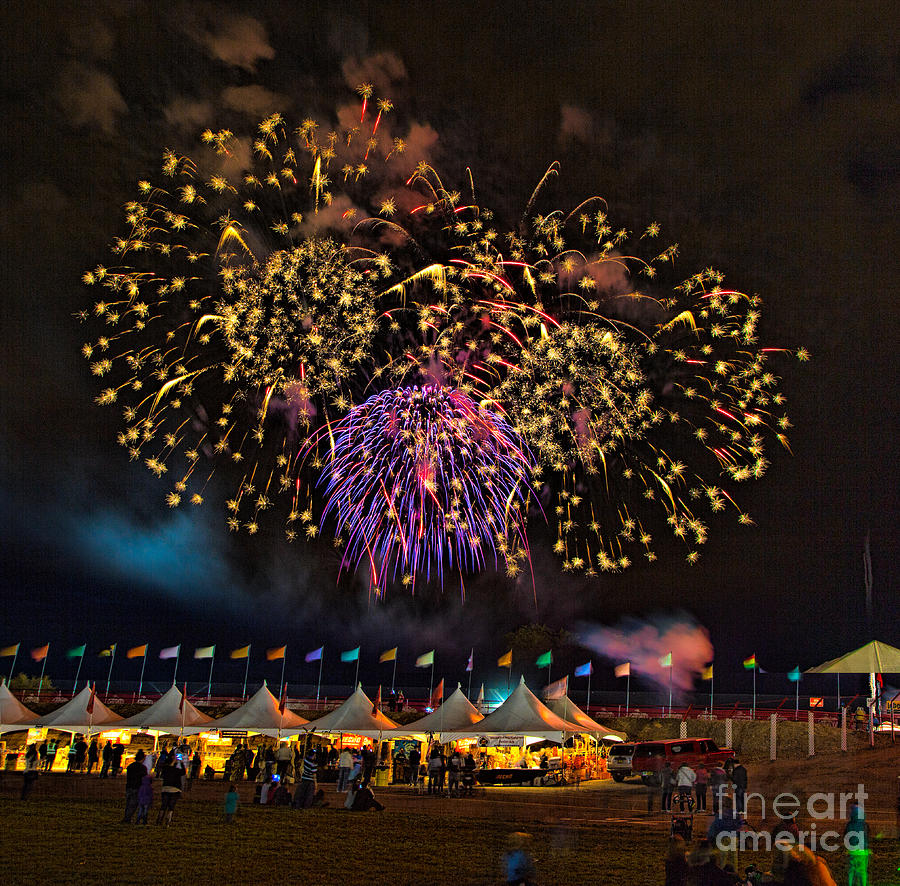 Fireworks Over The Albuquerque Balloon Fiesta Photograph by Mimi