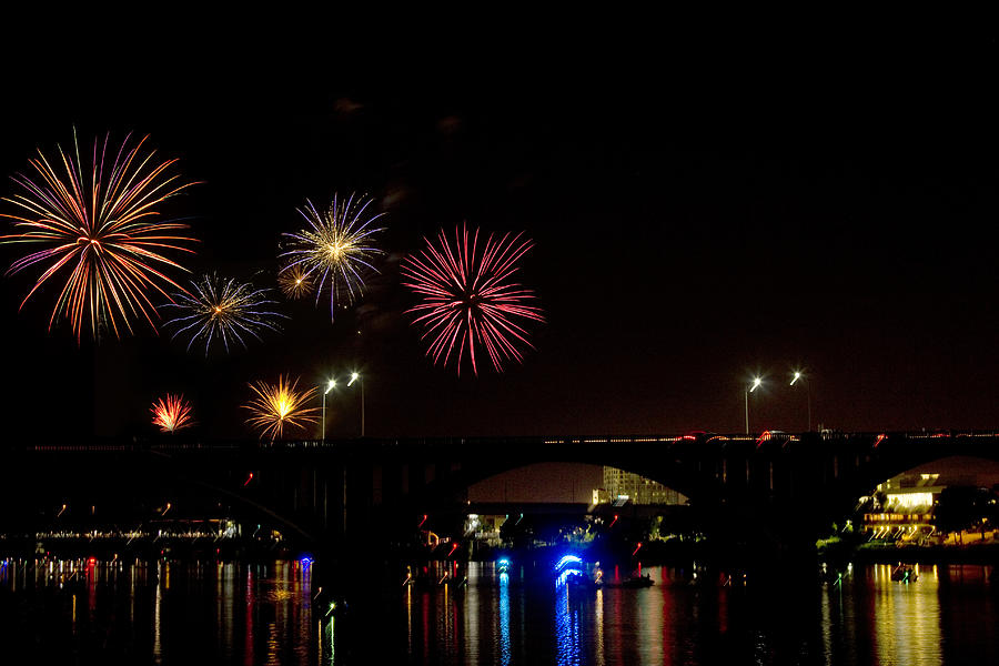 Fireworks Over the Broadway Bridge Photograph by Robert Camp
