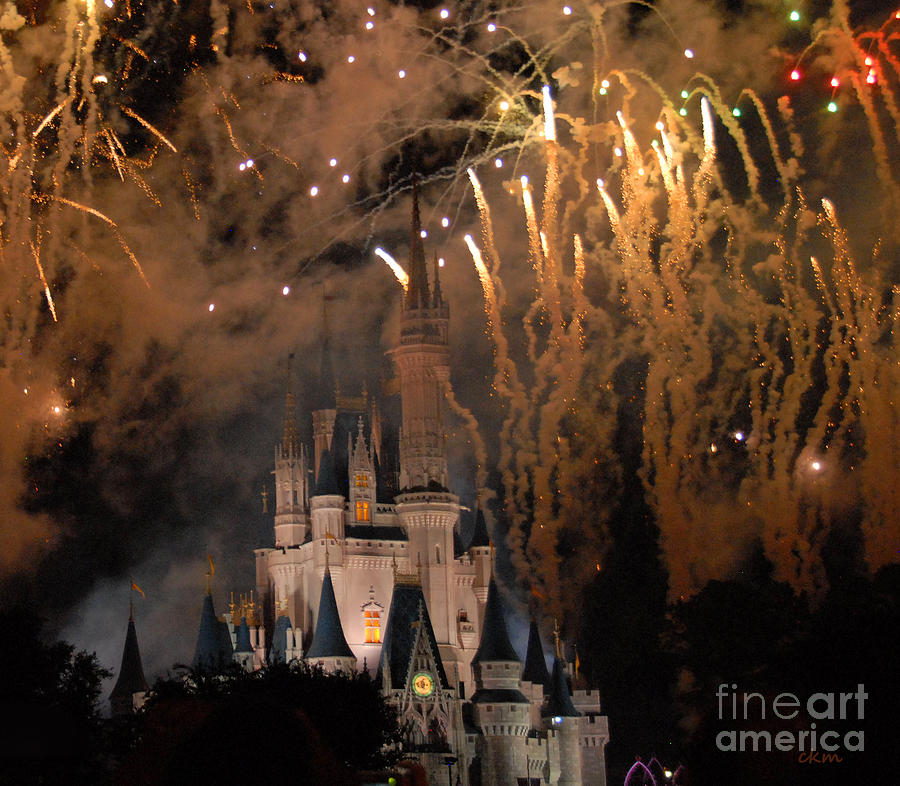 Fireworks over the Castle Photograph by Cindy Manero