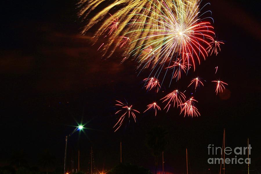 Fireworks Over the Marina Photograph by Lynda Dawson-Youngclaus