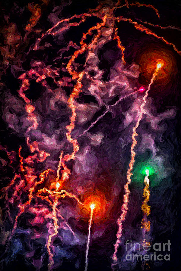 Fireworks Finale Painting by Walt Foegelle