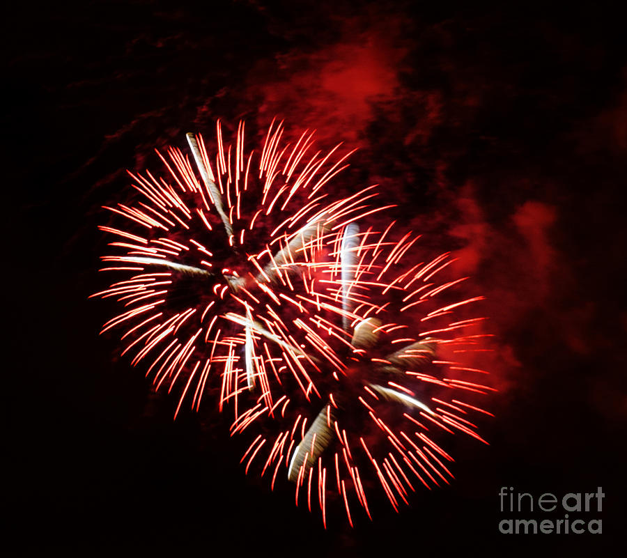 Independence Day Photograph - Fireworks Red-White by Katja Zuske