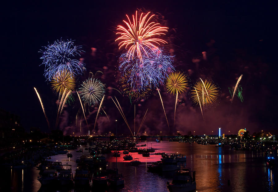 Fireworks show in Bay City Michigan Photograph by Craig Sterken Fine