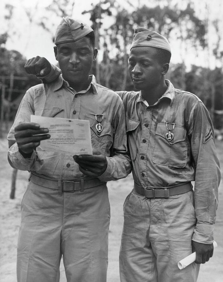 First African American Marines Photograph by Everett