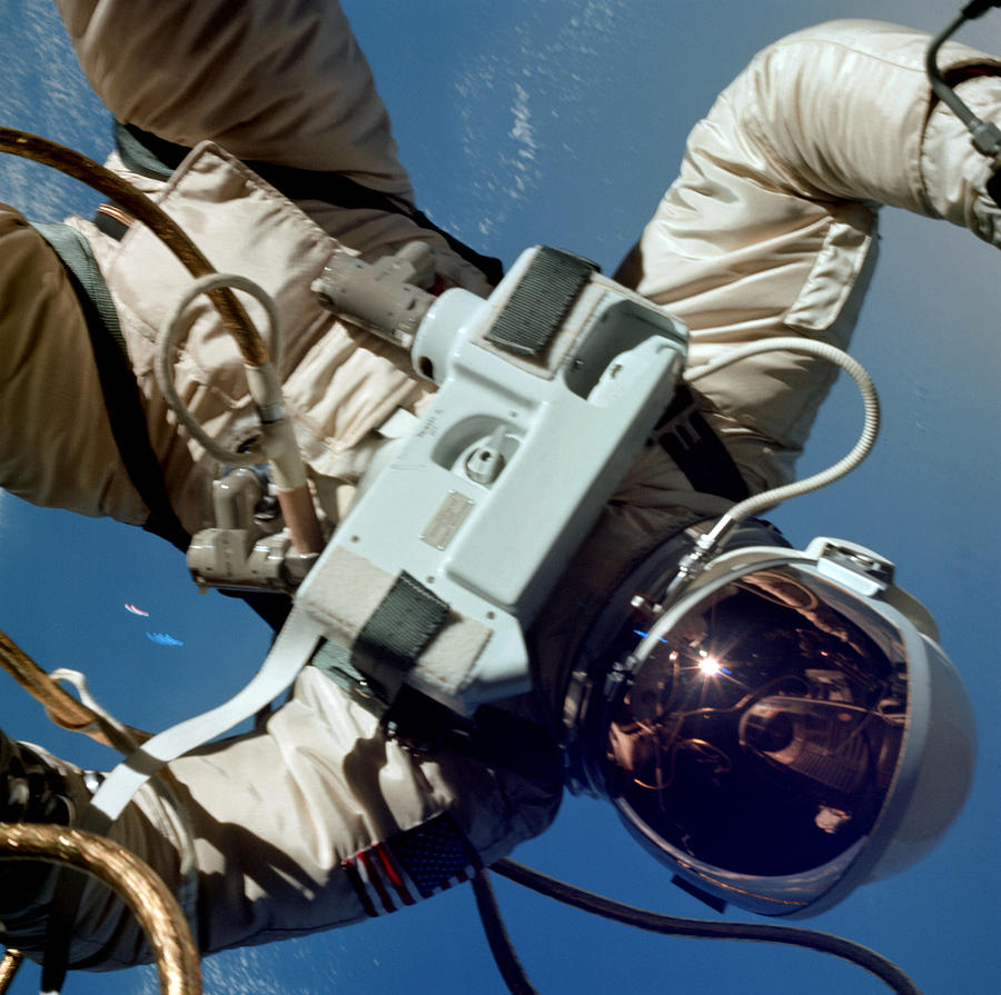 First American Spacewalk, Astronaut Ed Photograph by Science Source