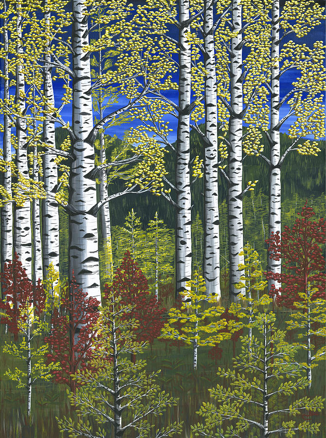 First Aspens Painting by Rebecca Parker