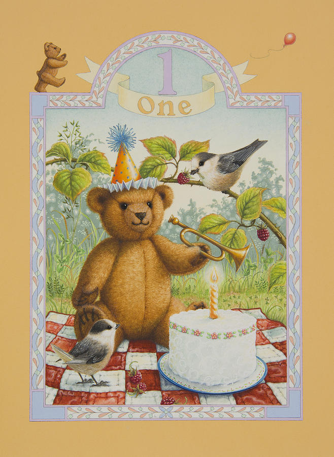 Cake Painting - First Birthday by Lynn Bywaters