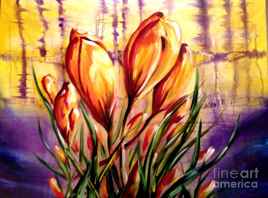 First Blooms Of Spring Painting by Karen  Ferrand Carroll