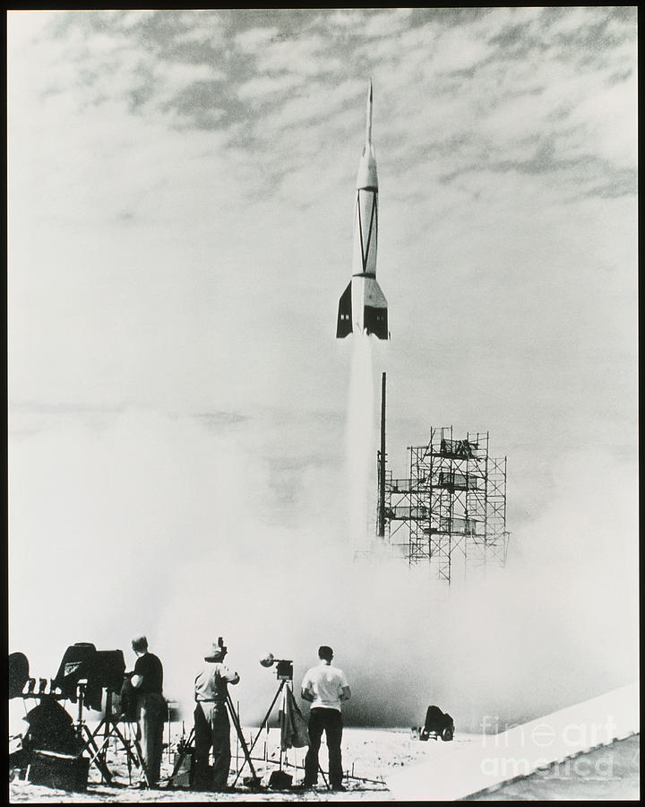 V2 Rocket Photograph - First Cape Canaveral Rocket Launch by NASA Science Source 