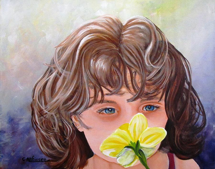 First Daffodil Painting by Carol Allen Anfinsen