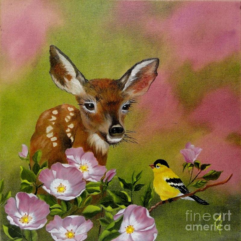Deer Painting - First Enounter by Carol Avants