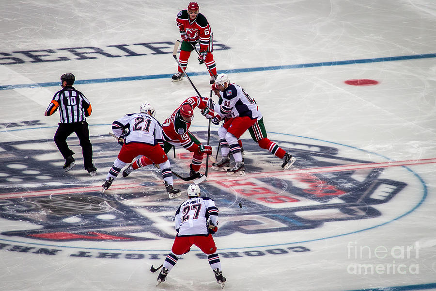 Hockey Photograph - First Faceoff by David Rucker