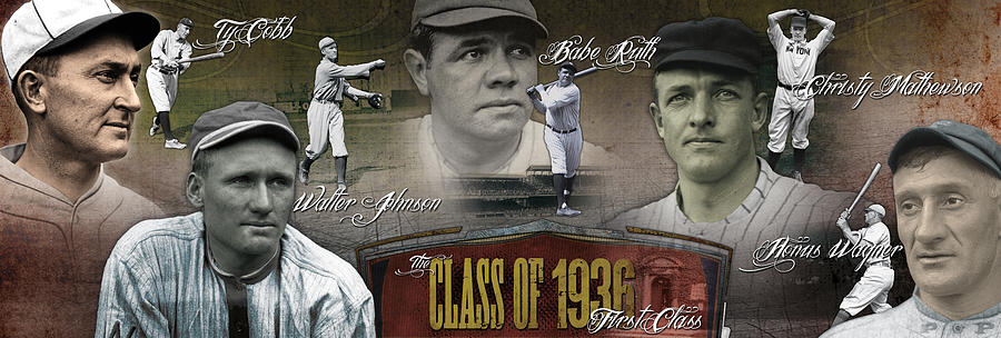 Babe Ruth Photograph - First Five Baseball Hall of Famers by Retro Images Archive