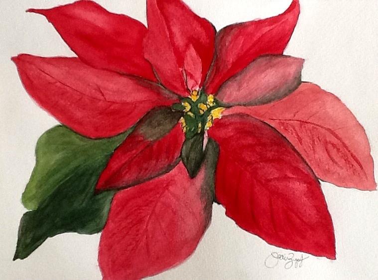 First Flower of Christmas Painting by Joan Zepf