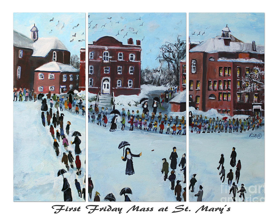 First Friday Mass at Saint  Marys Painting by Rita Brown