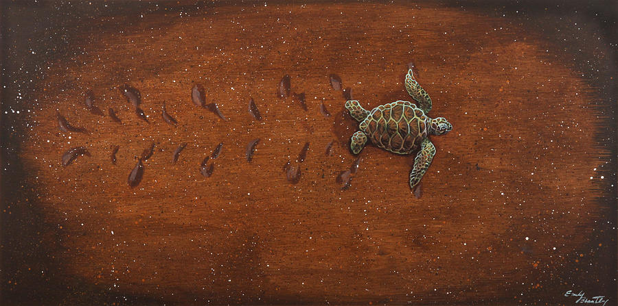 Turtle Painting - First Journey by Emily Brantley