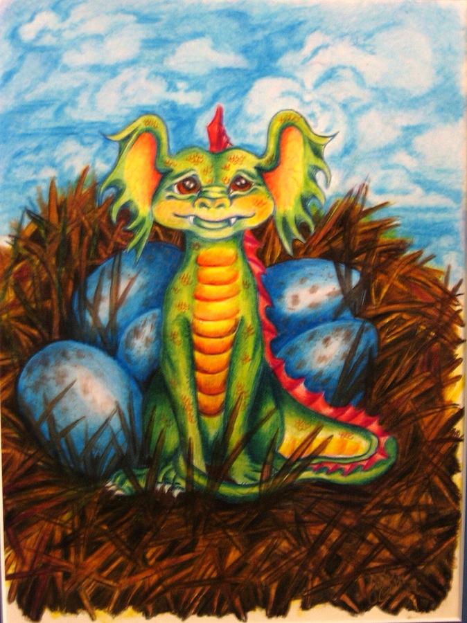 Dragon Drawing - First by Julia Gatti