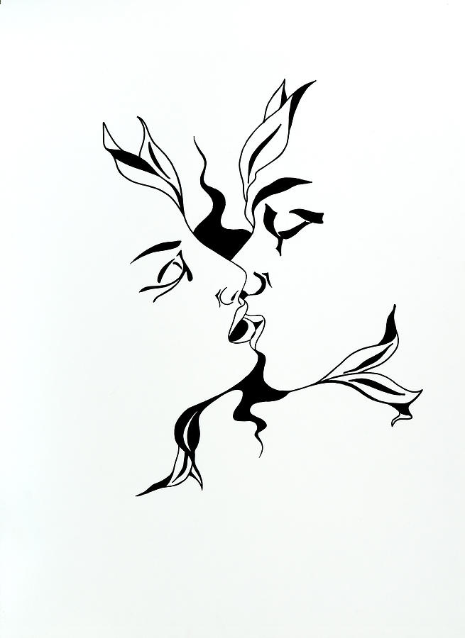 Love Drawing - First Kiss by Yelena Tylkina Love Drawing - First Kiss by Yelena Tylkina