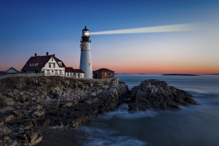 Up Movie Photograph - First Light At Portland Head Light by Susan Candelario