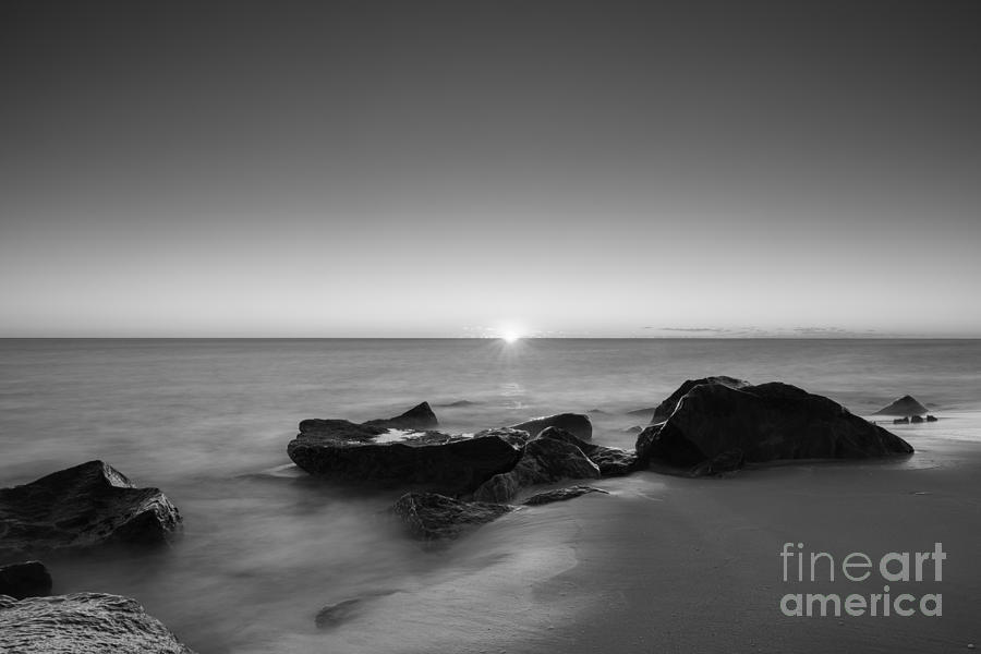 Nature Photograph - First Light at Sandy Hook NJ bw by Michael Ver Sprill