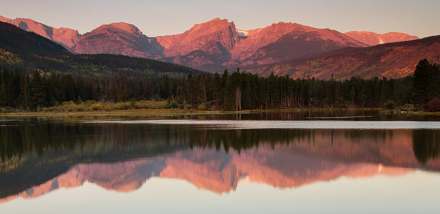 Nature Photograph - First Light On The Rockies by Paul Byrne